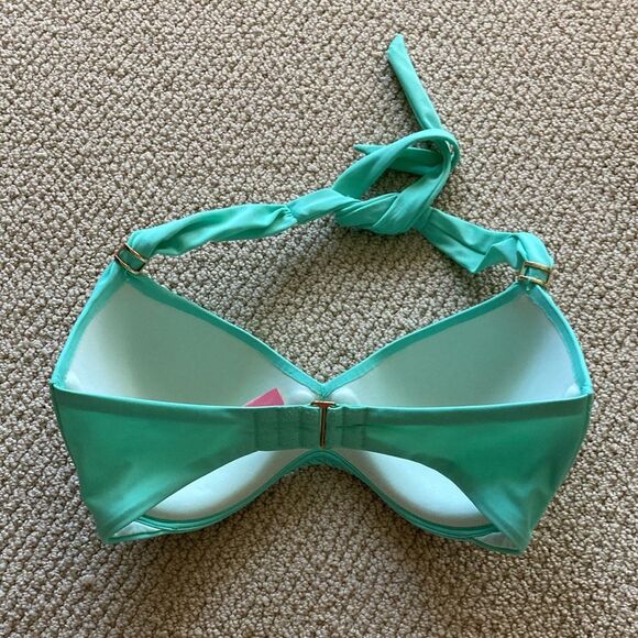 Victoria’s Secret Underwire Halter Bikini Swim Top Mint Green 32DD Adjustable - Picture 4 of 8